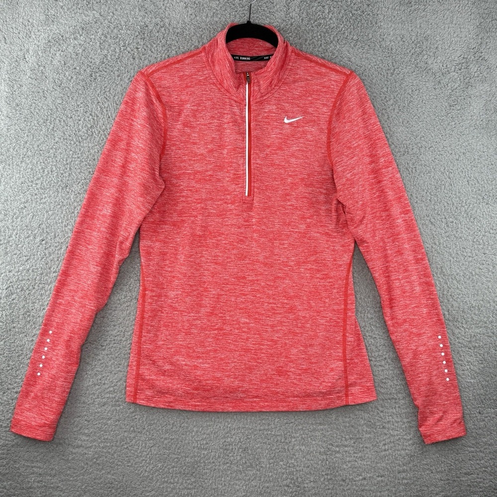 Nike Running Dri Fit Shirt 1/2 Zip Women's S Reflective Pullover L/S Thumb Holes